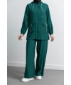 Letafet Cep Detaylı Pantolonlu Takım - ZÜMRÜT