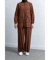 Letafet Cep Detaylı Pantolonlu Takım - KOYU VİZON