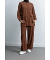 Letafet Cep Detaylı Pantolonlu Takım - KOYU VİZON
