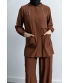 Letafet Cep Detaylı Pantolonlu Takım - KOYU VİZON