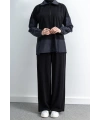 Letafet Çift Renkli Pantolonlu Takım - SİYAH
