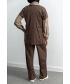 Letafet Çift Renkli Pantolonlu Takım - KAHVE
