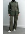 Letafet Çift Renkli Pantolonlu Takım - KOYU HAKİ