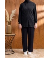 NAKIŞ VE İNCİ DETAYLI PANTOLONLU TAKIM - SİYAH