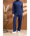 NAKIŞ VE İNCİ DETAYLI PANTOLONLU TAKIM - LACİVERT