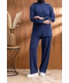 NAKIŞ VE İNCİ DETAYLI PANTOLONLU TAKIM - LACİVERT