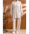 DANTEL DETAYLI PANTOLONLU TAKIM - BEJ