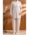 DANTEL DETAYLI PANTOLONLU TAKIM - BEJ