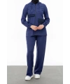 NERVÜR DETAYLI İNCİ PANT. TAKIM - İNDİGO