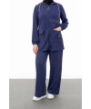 ALLERLİ CEPLERİ HALKA DETAYLI PANTOLON TAKIM - MAVİ