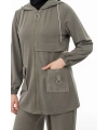 ALLERLİ CEPLERİ HALKA DETAYLI PANTOLON TAKIM - KOYU HAKİ