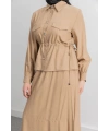 BEL BÜZGÜ DETAYLI ETEK TAKIM - CAMEL