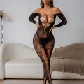 Siyah İllüzyon Vücut Çorabı