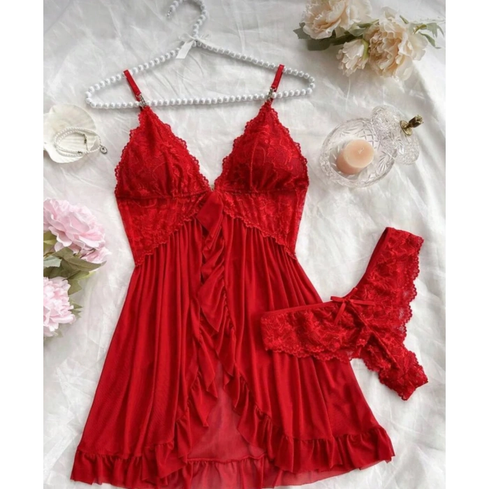 Red Velvet Sensual Set (+ Hediye Tanga)