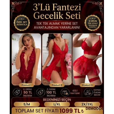 Red Velvet Sensual Set (+ Hediye Tanga)