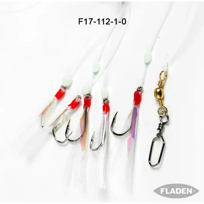Feather rig flash white beads swivels