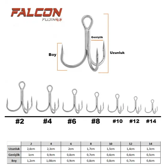 Fujin Falcon Süper Anti-Rust Üçlü Kanca