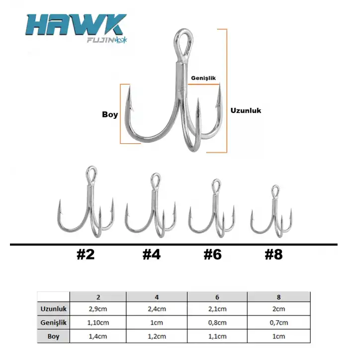 Fujin Hawk Süper Anti-Rust Üçlü Kanca