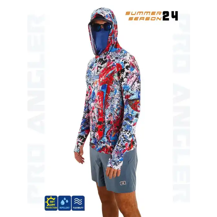 Fujin Pro Angler S24 Buff&Hoodie Makai Blue Red