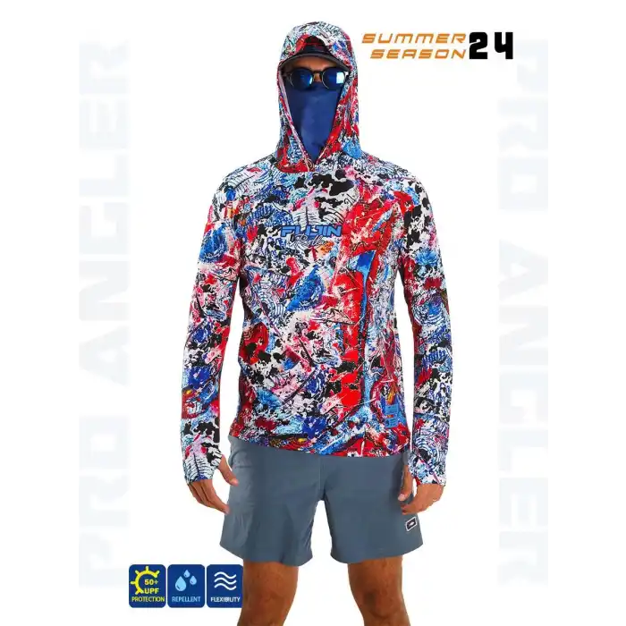 Fujin Pro Angler S24 Buff&Hoodie Makai Blue Red