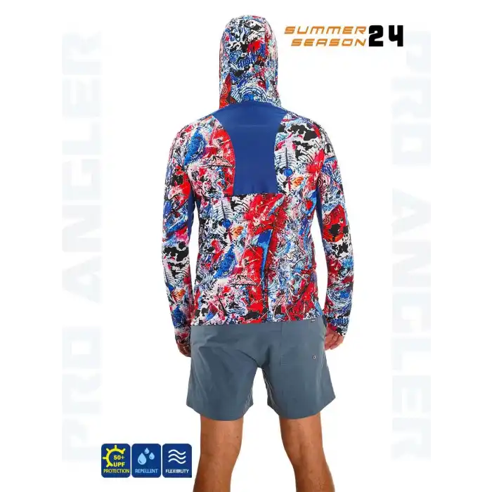 Fujin Pro Angler S24 Buff&Hoodie Makai Blue Red