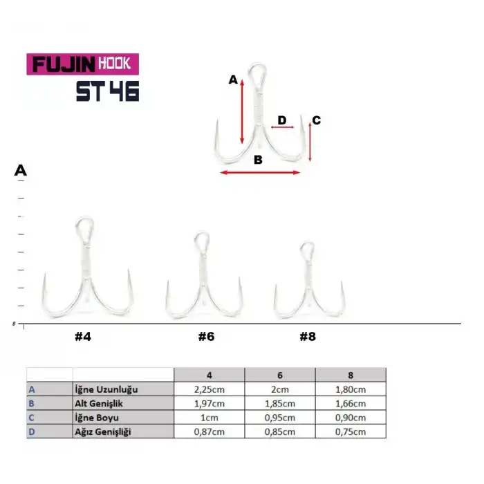 Fujin ST46 Üçlü Maket Balık İğnesi