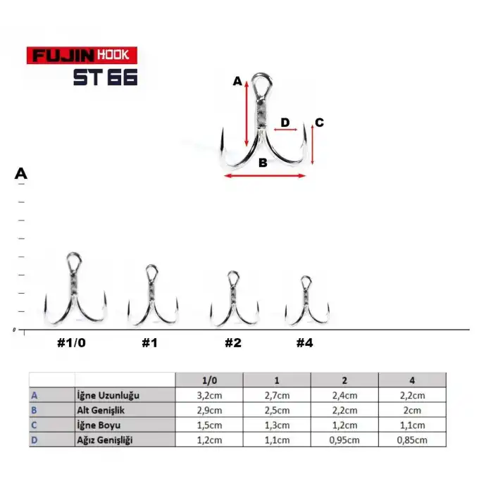 Fujin ST66 Üçlü Maket Balık İğnesi Nickel