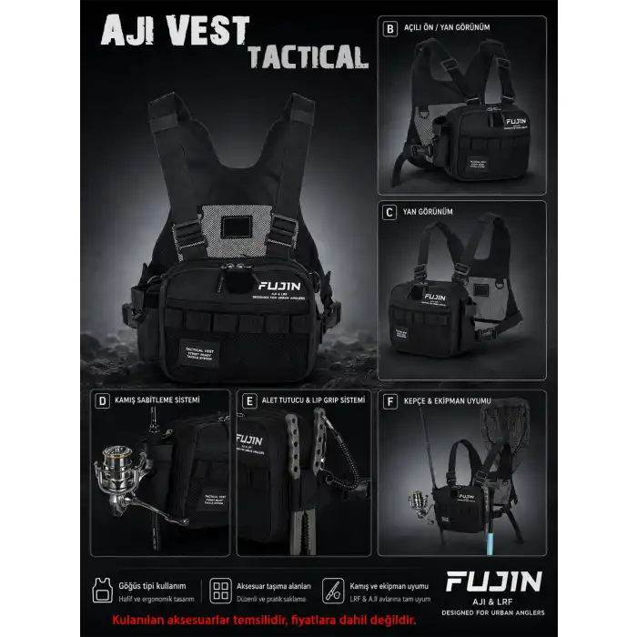 Fujin Tactical Vest Black Balıkçı Çantası