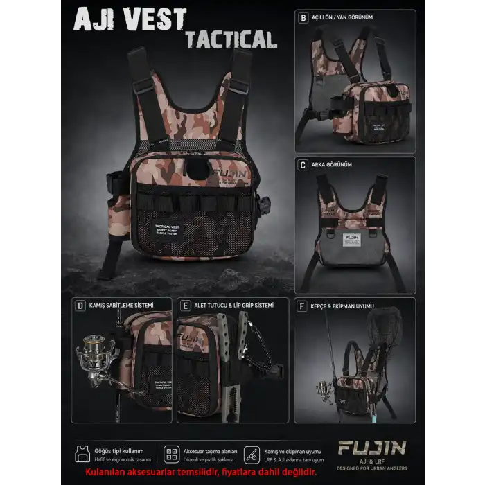 Fujin Tactical Vest Brown Camo Balıkçı Çantası