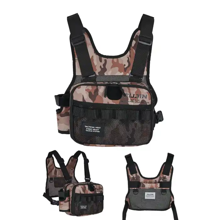 Fujin Tactical Vest Brown Camo Balıkçı Çantası