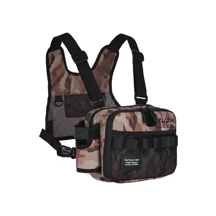 Fujin Tactical Vest Brown Camo Balıkçı Çantası