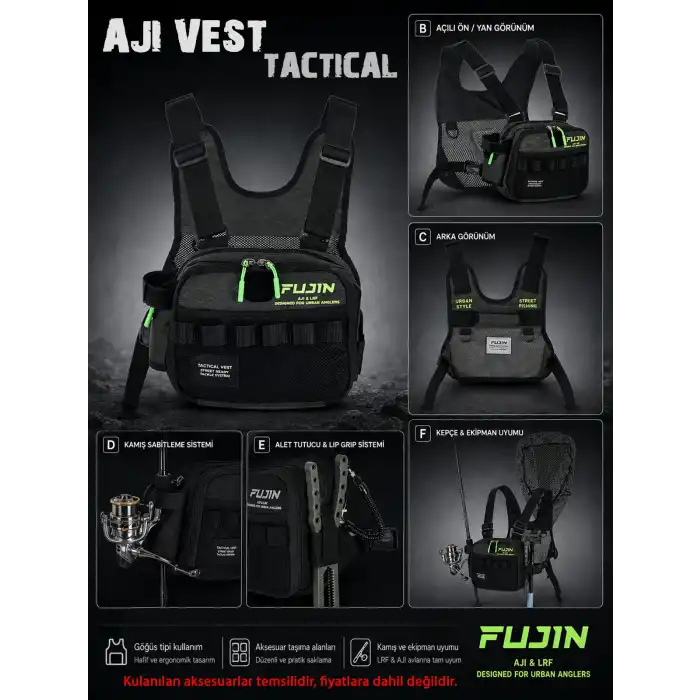 Fujin Tactical Vest Khaki Balıkçı Çantası