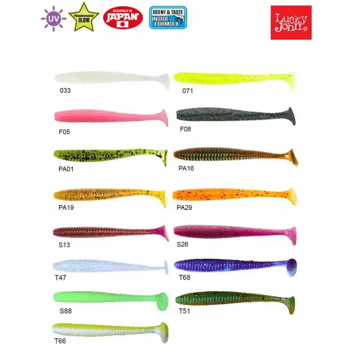 Lucky John S-Shad Tail 2.8 (7.11 cm) 7P Silikon Yem