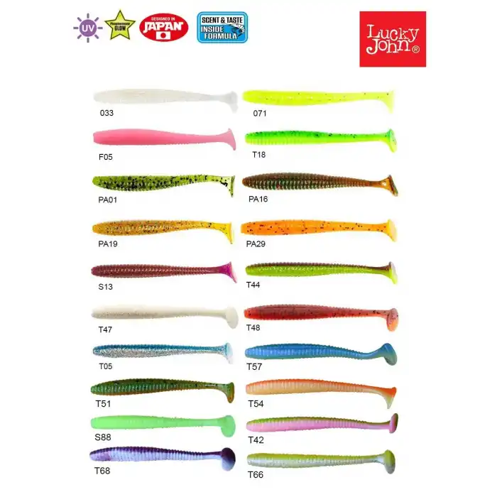 Lucky John S-Shad Tail 3.8 (9.65 cm) 5P Silikon Yem