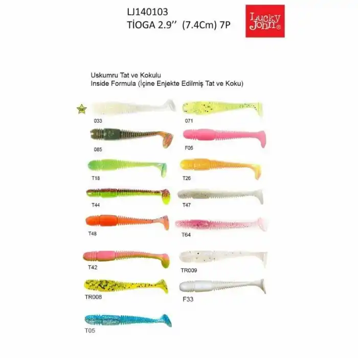 Lucky John Tioga 2.9 (7.36 cm) 7P Silikon Yem