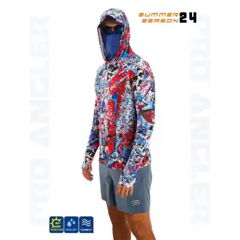 Fujin Pro Angler S24 Buff&Hoodie Makai Blue Red