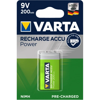 Şarjlı Kare Pil - E Recharge Accu Power 9 V 200 mAh
