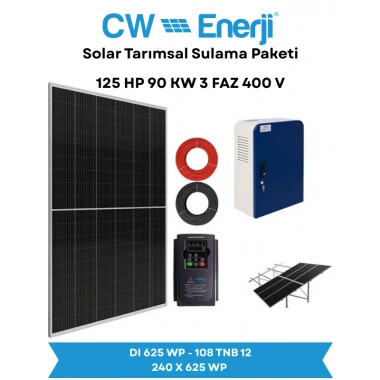 125 HP 90 KW 3 FAZ 400 V Solar Tarımsal Sulama Paketi