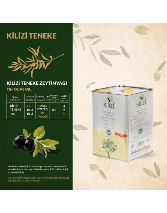 Kilizi Teneke 10 Litre Organik Zeytinyağı (10 LT)