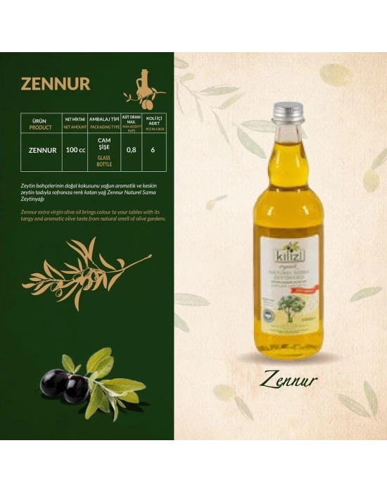 Zennur Kilizi Organik Zeytinyağı (100 ML)