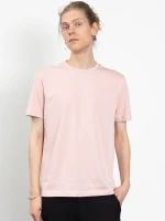 Bisiklet Yaka Likralı Erkek Pembe Basic T-Shirt