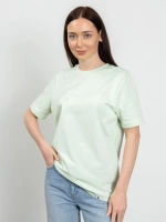 Bisiklet Yaka Likralı Kadın Açık Yeşil Basic T-Shirt