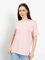 Bisiklet Yaka Likralı Kadın Pembe Basic T-Shirt