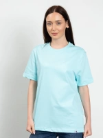 Bisiklet Yaka Likralı Kadın Turkuaz Basic T-Shirt