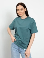 Bisiklet Yaka Likralı Kadın Koyu Yeşil Basic T-Shirt