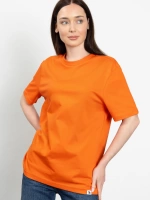 Bisiklet Yaka Likralı Kadın Oranj Basic T-Shirt