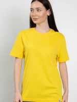 Bisiklet Yaka Likralı Kadın Sarı Basic T-Shirt