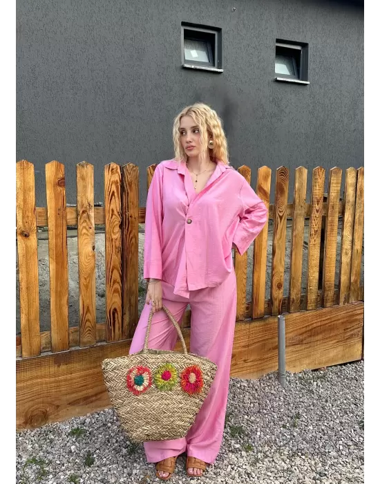 Avenza Pembe Düğmeli İkili Takım