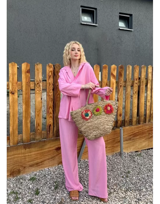 Avenza Pembe Düğmeli İkili Takım
