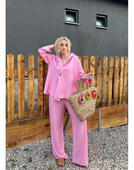 Avenza Pembe Düğmeli İkili Takım